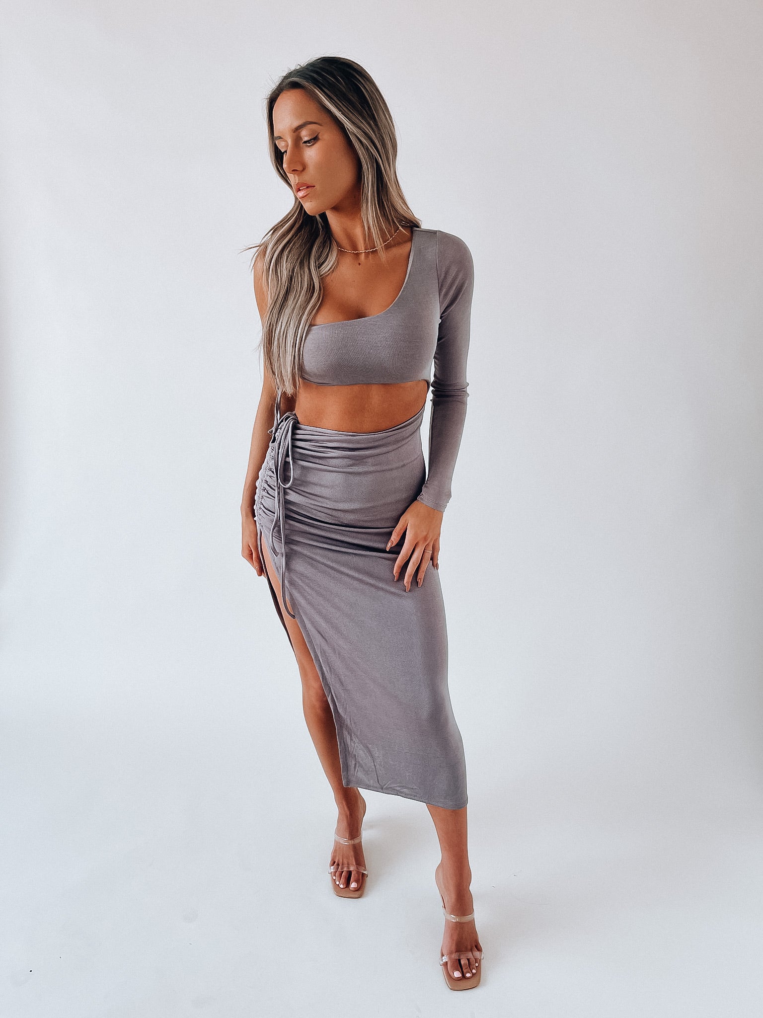 Pewter Cinch Midi Dress