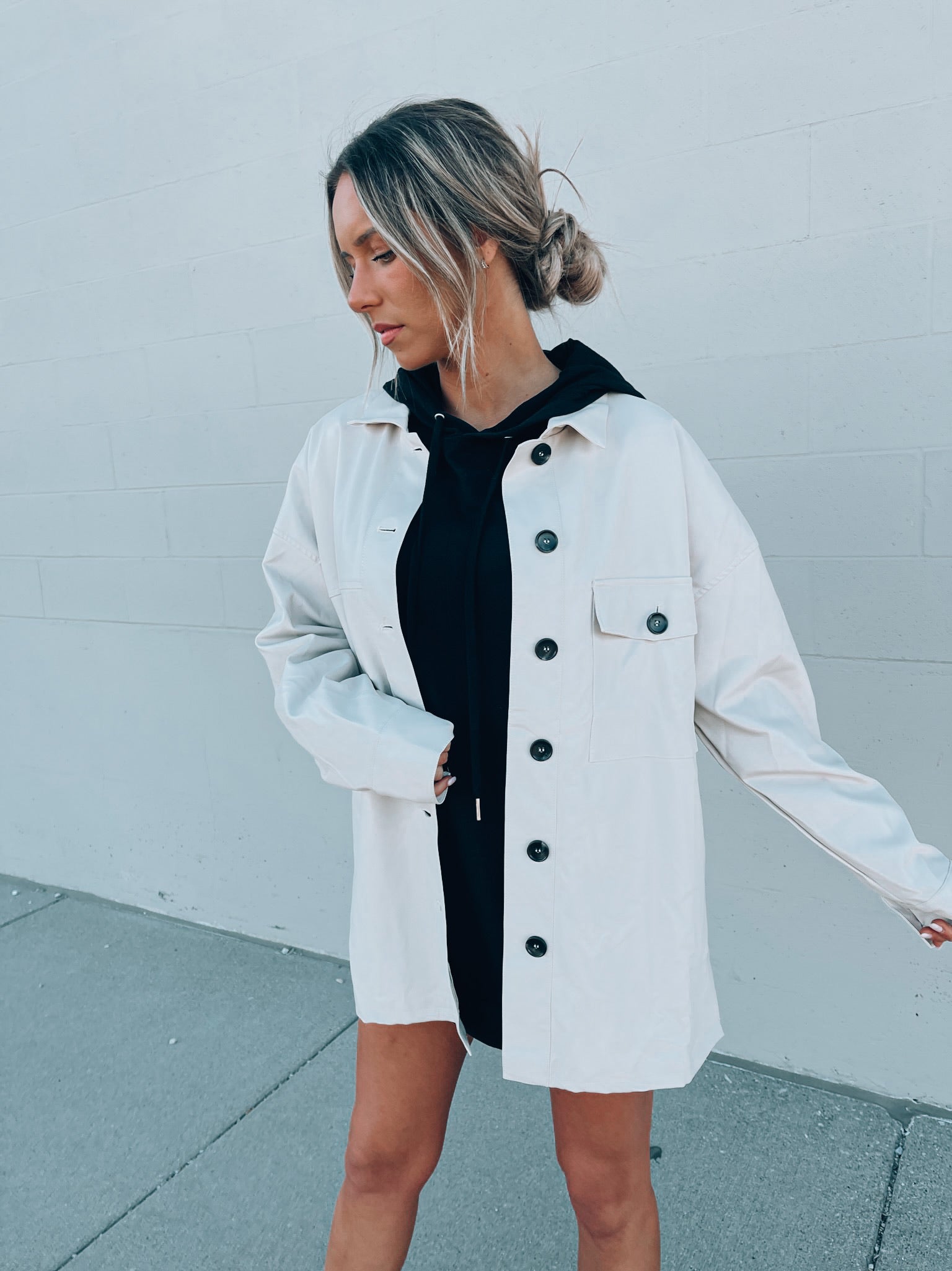 SALE :Emma Beige Pleather Jacket