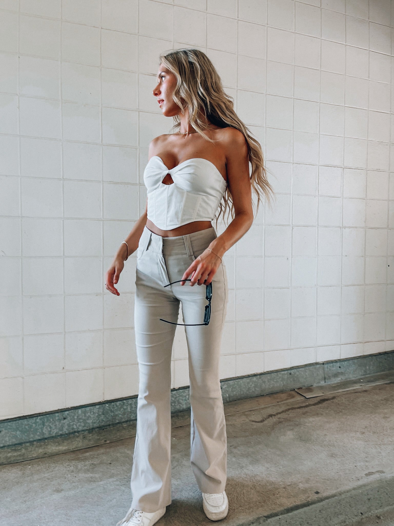 SALE :Zennie White Strapless Corset Top